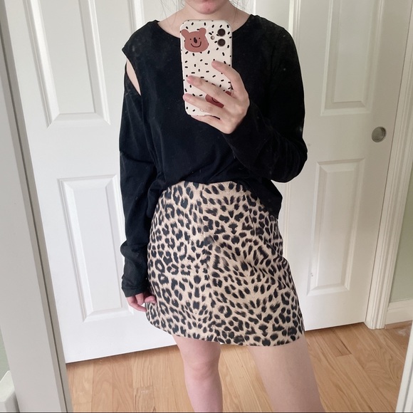 Animal Pattern (leopard) Suede Skirt - Picture 1 of 2